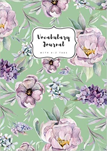 Vocabulary Journal with A-Z Tabs: B6 Small 2 Column Notebook | Alphabetical Index | Beautiful Watercolor Floral Design Green indir