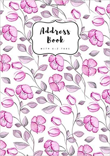 Address Book with A-Z Tabs: B5 Contact Journal Medium | Alphabetical Index | Large Print | Watercolor Vintage Flower Design White indir