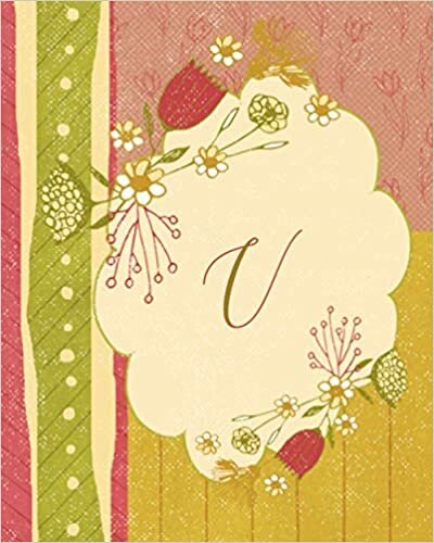 indir V: Red Tulip Decorative Journal for Women, Cute Monogram Initial Capital Letter V, Personalized Floral Diary