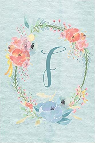 indir Notebook 6”x9” - Initial F - Light Blue and Pink Floral Design: College ruled notebook with initials/monogram - alphabet series. (Initial/Letter F - Light Blue and Pink Floral Design Notebook 6”x9”)