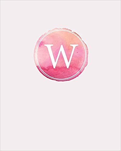 indir W: 110 Dot-Grid Pages | Monogram Journal and Notebook with a Pink Watercolor Design | Personalized Initial Letter Journal | Monogramed Composition Notebook