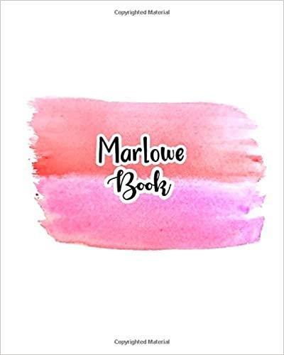 indir Marlowe Book: 100 Sheet 8x10 inches for Notes, Plan, Memo, for Girls, Woman, Children and Initial name on Pink Water Clolor Cover