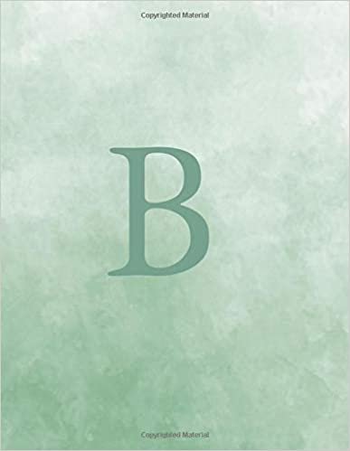 indir B: Monogram Initial B Notebook for Women and Girls-Ombre Seafoam Green Watercolor-120 Pages 8.5 x 11