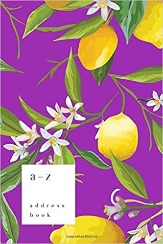 indir A-Z Address Book: 4x6 Small Notebook for Contact and Birthday | Journal with Alphabet Index | Lemon Flower Leaf Cover Design | Purple