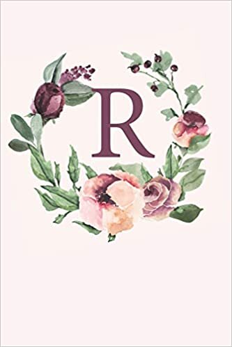 indir R: Monogram Sketchbook | 110 Sketchbook Pages (6 x 9) | Soft Pink Roses and Peonies in a Watercolor Monogram Sketch Notebook | Personalized Initial Letter Journal | Monogramed Sketchbook