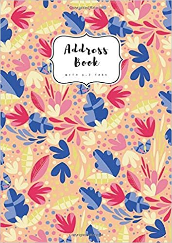 Address Book with A-Z Tabs: A4 Contact Journal Jumbo | Alphabetical Index | Large Print | Bright Floral Art Design Orange indir