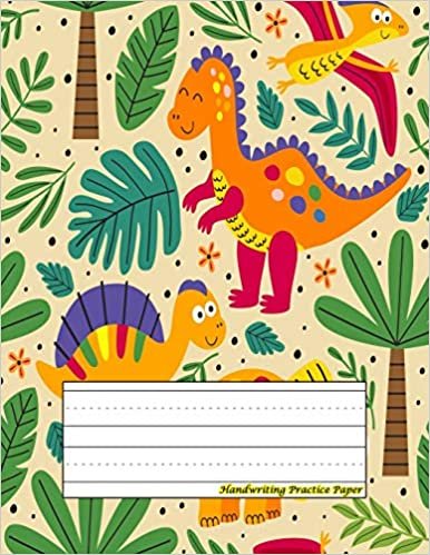 تحميل Handwriting Practice Paper: Perfect For kindergarten ( Size 8.5 X 11 ) Design with Seamless Pattern With Wild And Dinosaurs