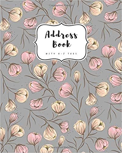 indir Address Book with A-Z Tabs: 8x10 Contact Journal Jumbo | Alphabetical Index | Large Print | Flower Bud Pattern Design Gray