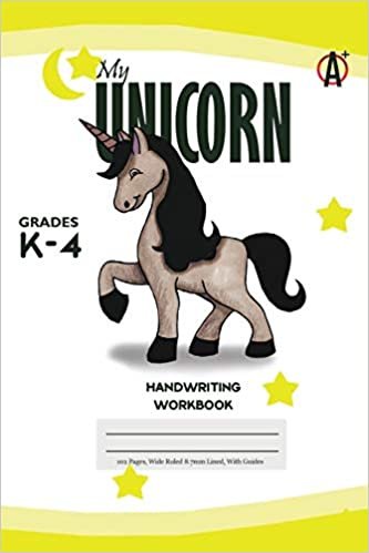 My Unicorn Primary Handwriting k-4 Workbook, 51 Sheets, 6 x 9 Inch, Yellow Cover indir