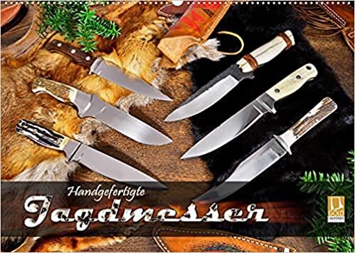 Handgefertigte Jagdmesser (Wandkalender 2022 DIN A2 quer): Messer mit feststehender Klinge in stimmungsvollem Arrangement (Monatskalender, 14 Seiten )