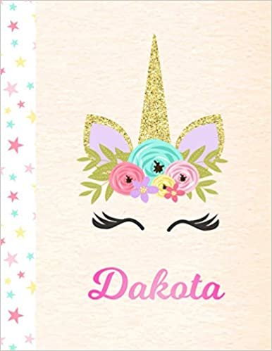 indir Dakota: Unicorn Personalized Custom Sketchbook Drawing Paper for Girls with Pink First Name - 8.5 x 11 - 100 Pages - Sketch, Learn, Doodle &amp; Create Art!