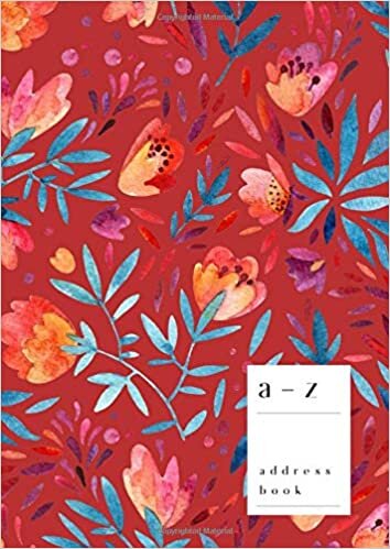 indir A-Z Address Book: A4 Large Notebook for Contact and Birthday | Journal with Alphabet Index | Watercolor Ornate Floral Design | Red