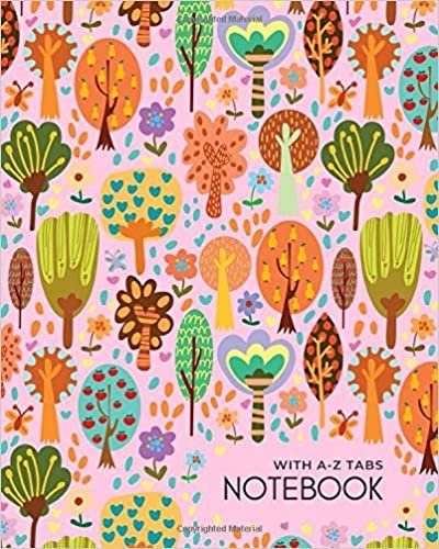 Notebook with A-Z Tabs: 8x10 Lined-Journal Organizer Large with Alphabetical Sections Printed | Cute Stylish Forest Design Pink indir