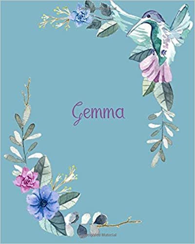 indir Gemma: 110 Pages 8x10 Inches Classic Blossom Blue Design with Lettering Name for Journal, Composition, Notebook and Self List, Gemma