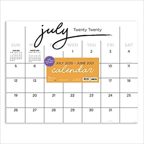 Black & White Script Large Monthly Blotter July 2020 - June 2021 Calendar