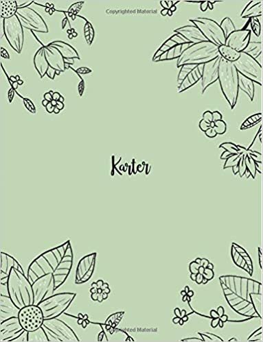 Karter: 110 Ruled Pages 55 Sheets 8.5x11 Inches Pencil draw flower Green Design for Notebook / Journal / Composition with Lettering Name, Karter indir