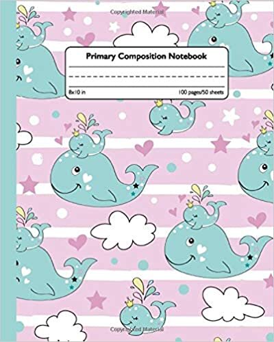 indir Primary Composition Notebook: Awesome Marine Handwriting Notebook with Dashed Mid-line and Drawing Space | Grades K-2, 100 Story Pages | Pretty Baby Whale Print for Kids