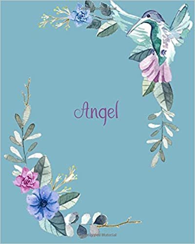 indir Angel: 110 Pages 8x10 Inches Classic Blossom Blue Design with Lettering Name for Journal, Composition, Notebook and Self List, Angel