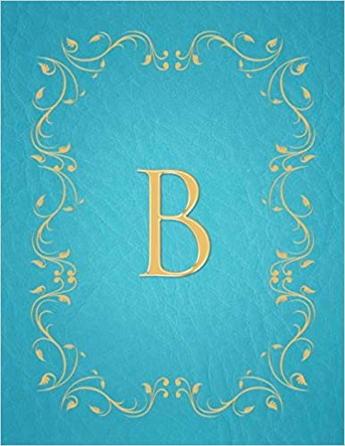 B: Modern, stylish, capital letter monogram ruled notebook with gold leaf decorative border and baby blue leather effect. Pretty and cute with a ... use. Matte finish, 100 lined pages, 8.5 x 11. indir
