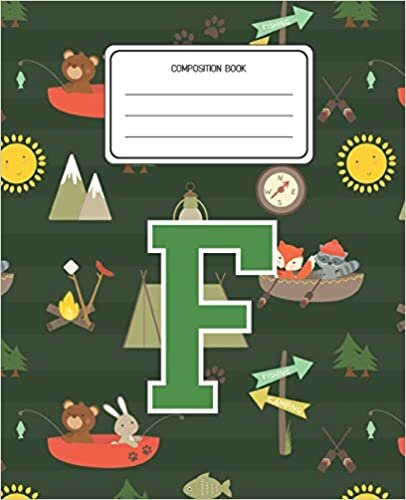 Composition Book F: Camping Pattern Composition Book Letter F Personalized Lined Wide Rule Notebook for Boys Kids Back to School Preschool Kindergarten and Elementary Grades K-2 indir