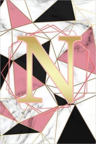 indir N: Letter N Monogram Pink Black &amp; White Marble Notebook &amp; Journal