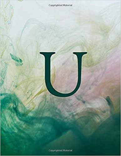 indir U: Monogram Initial U Notebook for Women and Girls-Green Watercolor Ink-120 Pages 8.5 x 11