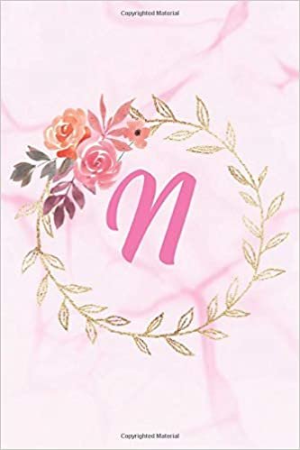 indir N: Floral Personalized Initial N Monogram Pink Floral Marble Texture Notebook Journal Gift for Women, Girls and School Wide Rule 120 Lined Pages,Sof Cover