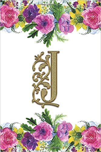 indir J: Monogram Initial J Journal Lined Personalized Diary Planner - Flower Border (Monogrammed Notebook - 6 x 9, 150 Pages - Floral, Band 10)