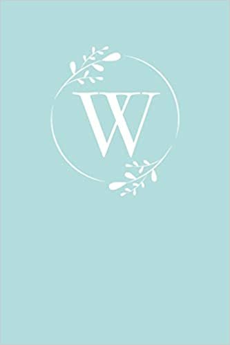 W: 110 Sketch Pages (6 x 9) | Light Blue Monogram Sketchbook Notebook with a Simple Floral Emblem | Personalized Initial Letter | Monogramed Sketchbook indir