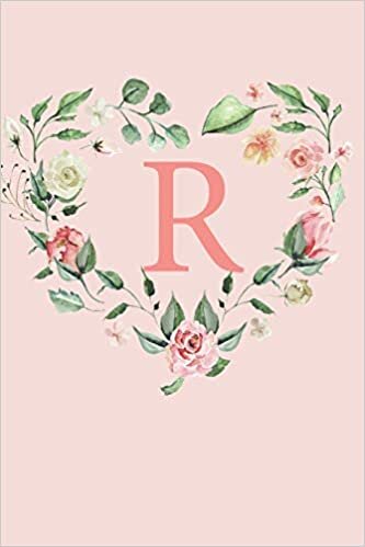 indir R: A Soft Pink Floral Heart Wreath Monogram Sketchbook | 110 Sketchbook Pages (6 x 9) | Floral Watercolor Monogram Sketch Notebook | Personalized Initial Letter Journal | Monogramed Sketchbook