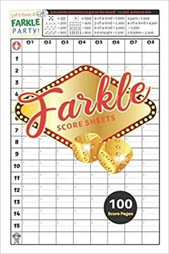 Farkle Score Sheets: V.4 Elegant design Farkle Score Pads 100 pages for Farkle Classic Dice Game | Nice Obvious Text | Small size 6*9 inch (Gift) (F. Scoresheets) indir