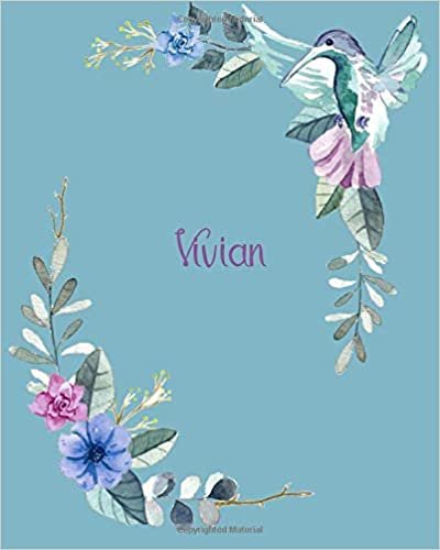indir Vivian: 110 Pages 8x10 Inches Classic Blossom Blue Design with Lettering Name for Journal, Composition, Notebook and Self List, Vivian