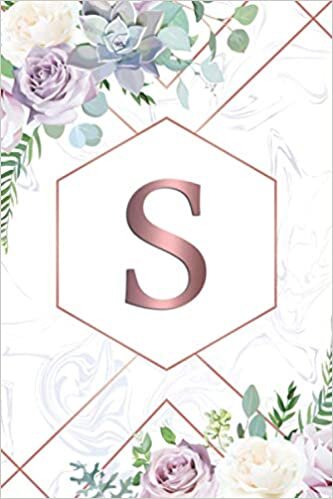 S: Acrylic Marble & Rose Gold Monogram Letter S College Ruled Floral Notebook - Personal Initial Letter Blank Medium Lined Journal indir