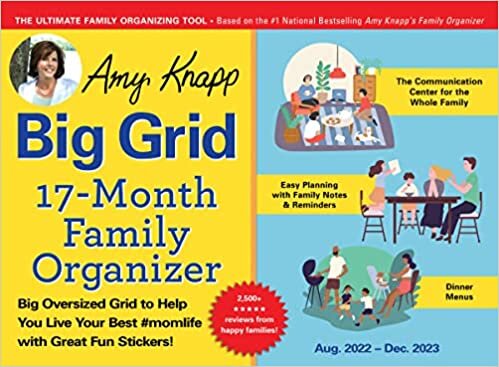 2023 Amy Knapp's Big Grid Family Organizer Wall Calendar: August 2022-December 2023