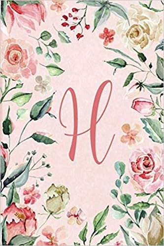 Notebook 6”x9” - Initial H - Pink Green Floral Design: College ruled notebook with initials/monogram - alphabet series. (Initial/Letter H - Pink Green Floral Design Notebook 6”x9”) indir