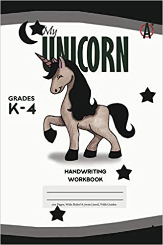 My Unicorn Primary Handwriting k-4 Workbook, 51 Sheets, 6 x 9 Inch Black Cover indir