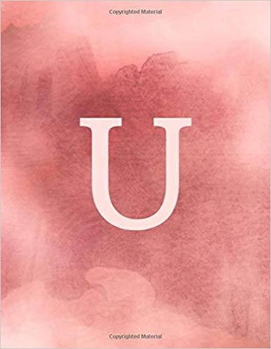 indir U: Monogram Initial U Notebook for Women and Girls- Dusty Pink Watercolor-120 Pages 8.5 x 11