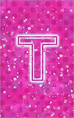 indir T: 5x8 personalized lined journal : pink batik confetti : monogram initial single letter T