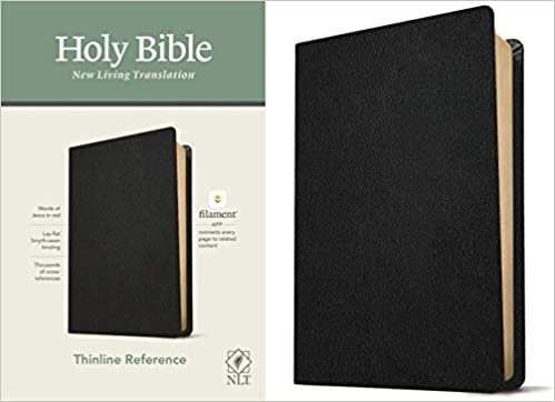 Holy Bible: New Living Translation, Black, Genuine Leather, Thinline Reference, Filament Enabled Edition