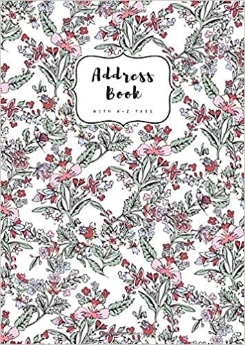 indir Address Book with A-Z Tabs: B6 Contact Journal Small | Alphabetical Index | Fantasy Vintage Floral Design White