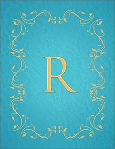 R: Modern, stylish, capital letter monogram ruled notebook with gold leaf decorative border and baby blue leather effect. Pretty and cute with a ... use. Matte finish, 100 lined pages, 8.5 x 11. indir