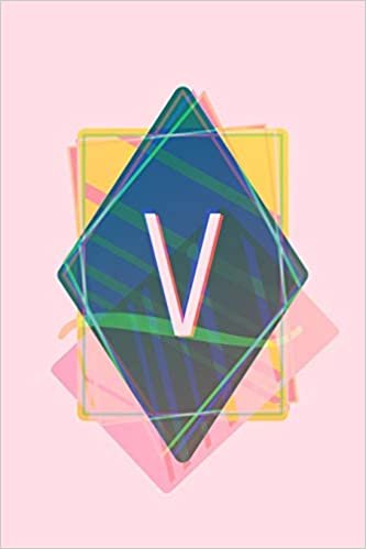 indir V: Pink Pastel Vaporwave Aesthetic Monogram Journal / Composition Notebook with Initial - 6” x 9” - College Ruled / Lined