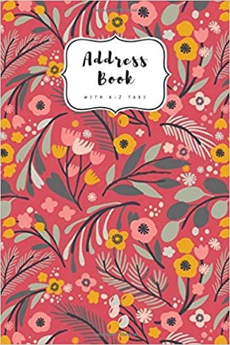 indir Address Book with A-Z Tabs: 6x9 Contact Journal Jumbo | Alphabetical Index | Large Print | Illustration Floral Flower Design Red