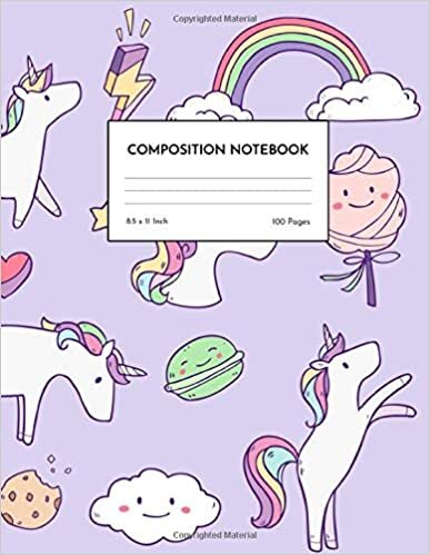 Composition Notebook: Wide Ruled Pretty Unicorn Blank Lined Cute Notebooks for Girls s Kids School Writing Notes Journal - Primary Composition Notebook - Notes # 005669 indir