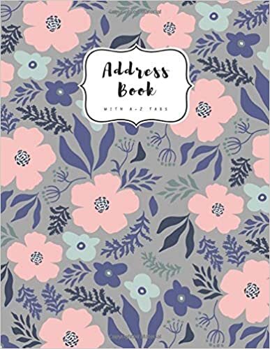 indir Address Book with A-Z Tabs: A4 Contact Journal Jumbo | Alphabetical Index | Large Print | Cute Illustration Flower Design Gray
