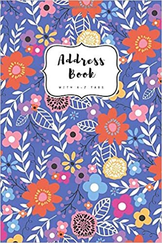 Address Book with A-Z Tabs: 4x6 Contact Journal Mini | Alphabetical Index | Pretty Floral Leaf Design Blue indir