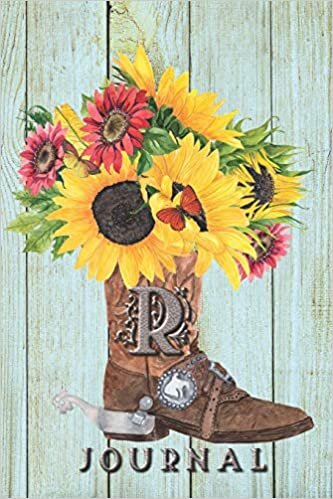 indir R: Journal: Sunflower Journal Book, Monogram Initial R Blank Lined Diary with Interior Pages Decorated With Sunflowers.