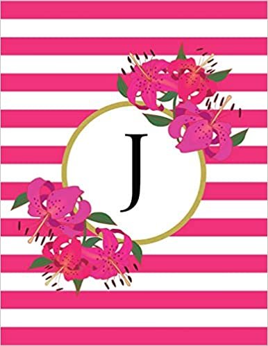 indir Pink and White Striped Tiger Lilies Floral Monogram Journal with Letter J