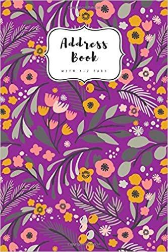 indir Address Book with A-Z Tabs: 6x9 Contact Journal Jumbo | Alphabetical Index | Large Print | Illustration Floral Flower Design Purple