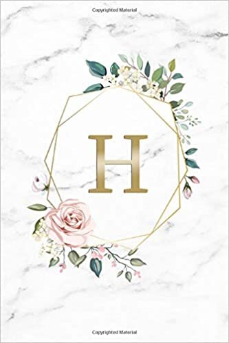 indir H: Initial Monogram Letter H Wide Ruled Blank Notebook for Notes &amp; Writing - Personalized Wide Lined Diary &amp; Journal for Women and Girls - Trendy Golden Grey Marble Floral Gift